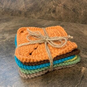 Handcrafted Multicolor Crochet Coaster/Trivet Set